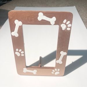 Rose Gold and White Wooden 4’x6” Picture Frame Dog Bone Puppy Paw